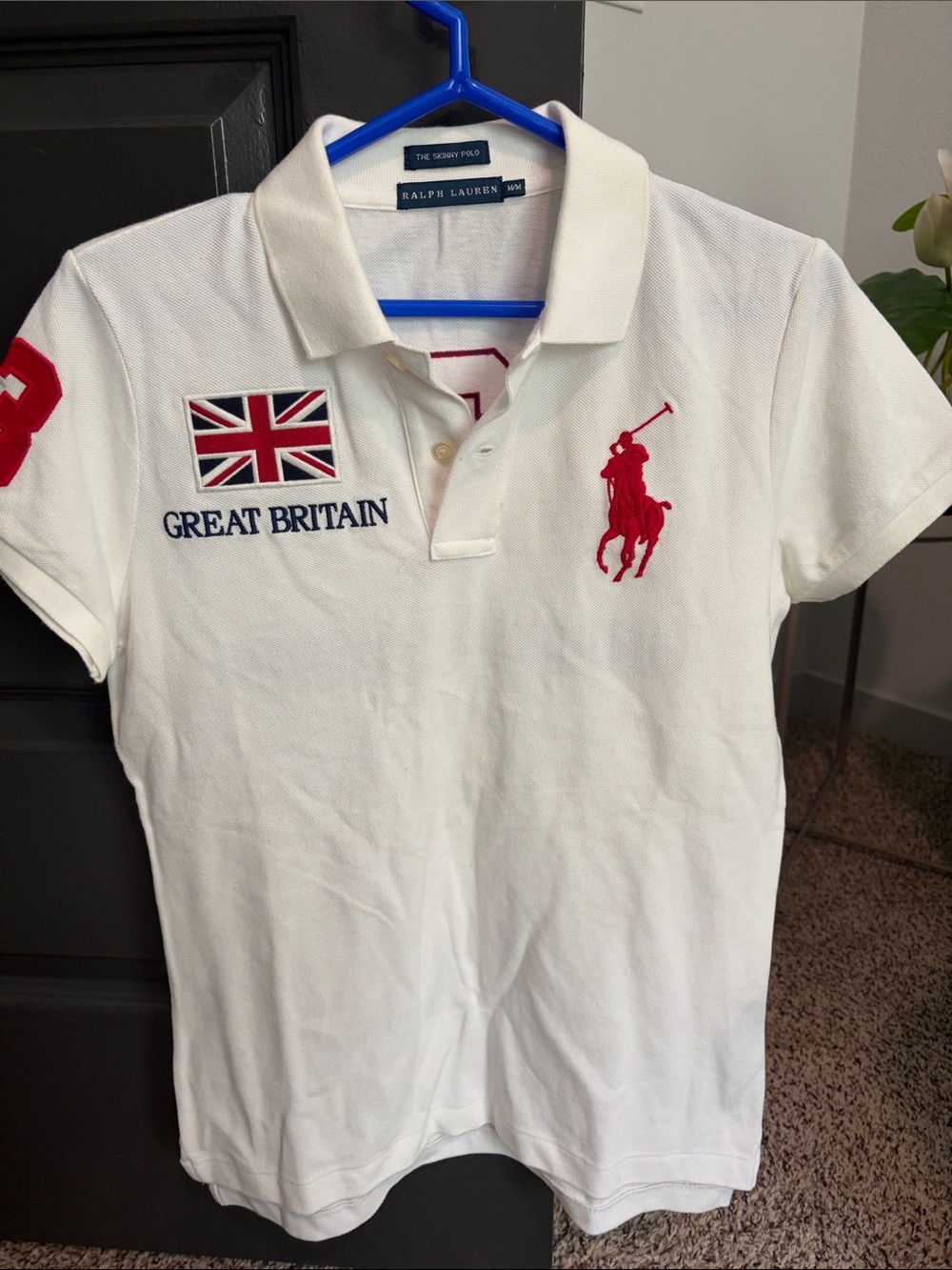 Ralph Lauren White Polo with Red Pony & Great Britain Patch